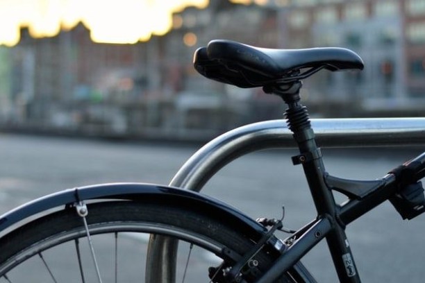 a close up of a bicycle